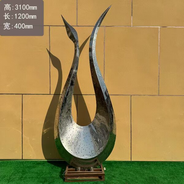 Stainless steel swan sculpture