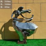 Stainless steel mother and child sculpture